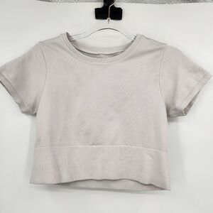 Offline By Aerie Seamless Crop Top Tee Womens Size Medium White Short Sleeve